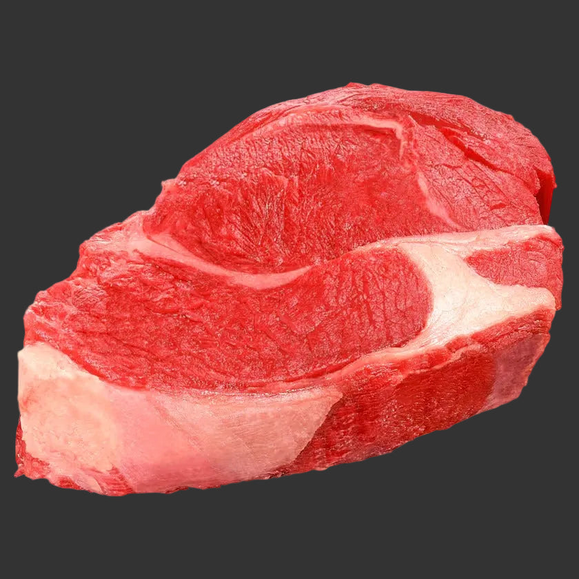 Raw beef steak on a white background